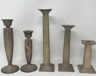 Lot 378  Group of five pottery barn candlestick holders