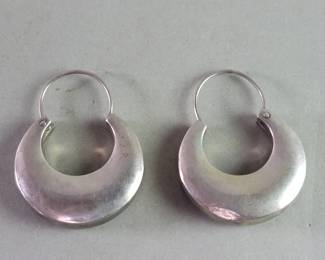 Lot 249  Vintage silver crescent hoop earrings