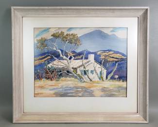 Lot 336  George Elvin signed watercolor landscape painting