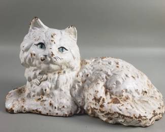 Lot 49  Antique Hubley cast iron white cat door stop