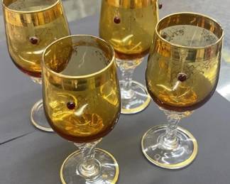 Lot 499h  Vintage Italian Empoli amber glasses