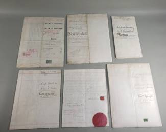 126  Lot 48  6 antique historical 1800s indentures documents