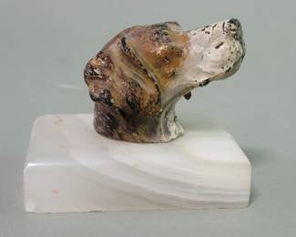 Lot 386  Vintage spaniels dog head on onyx base