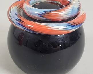 142  Lot 183  Signed Abelman art glass paperweight