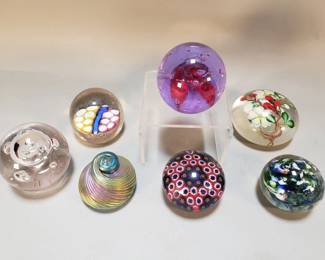 Lot 502  Group of 7 art glass paperweights