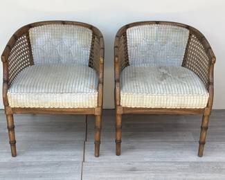 Lot 342h  Pair of vintage rattan armchairs