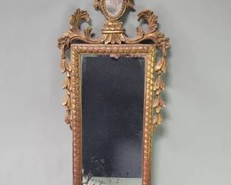 Lot 200  Antique Italian gilt carved wood frame mirror