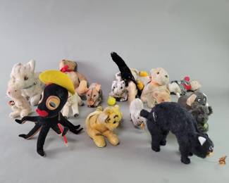 Lot 360  Group of vintage assorted stuffed and windup