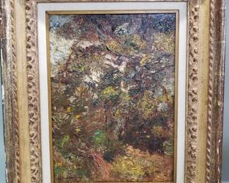 Lot 160  Signed Impastostyle oil on panel painting