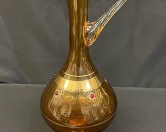 Lot 495h  Vintage Italian Venetian amber glass decanter