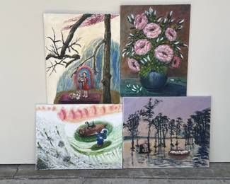 Lot 523h  Lot of 4 Helga Schweininger signed oil paintings