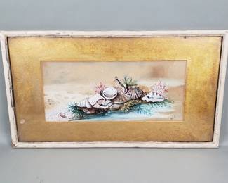 Lot 465  Antique signed mixed media painting