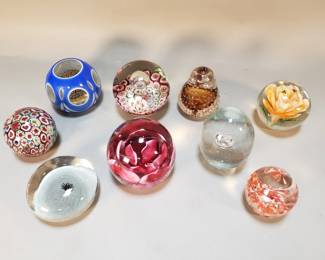 Lot 489  Group 9 of art glass paperweights