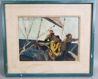 Lot 68  Mixed media and gouache painting on panel