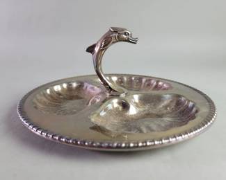 Lot 272  Canterburg silver plate divided trinket dish