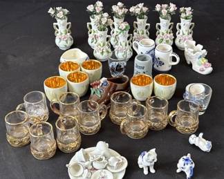 Lot 349h  Lot of miniature ceramic and glass items