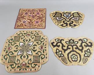 Lot 45  4 Chinese gold thread hand embroidered textiles
