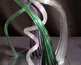 Lot 70  Hand blown multi color twisted art glass sculpture