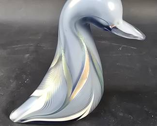 132  Lot 4  Signed Abelman art glass duck figure