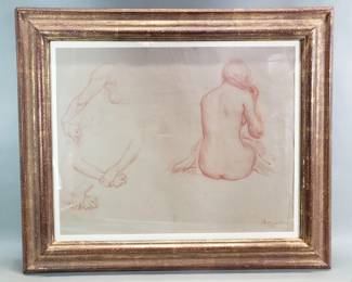 Lot 334  Signed figurativestyle sanguine sketches