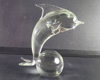 Lot 280  Hand blown studio art glass dolphin sculpture