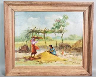 Lot 297  Signed Oscar T. Navarro oil on canvas painting