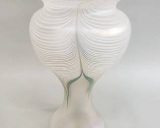 152  Lot 468  Signed Abelman iridescent art glass vase