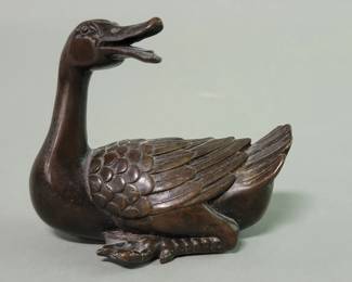 Lot 368  Vintage bronze duck figure