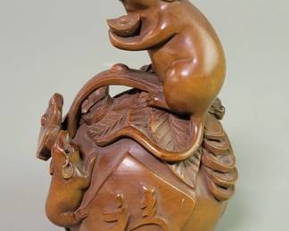 Lot 129  Vintage carved wood Chinese Huangyangmu
