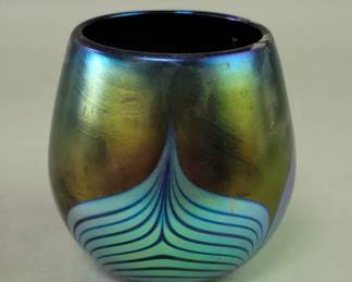 164  Lot 545  Signed Abelman iridescent hand blown art glass
