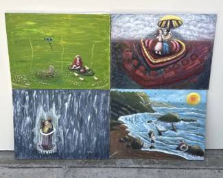 Lot 529h  Lot of 4 Helga Schweininger signed oil painting