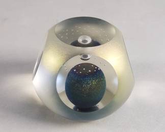 158  Lot 507  Signed Abelman art glass paperweight