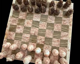Miniature stone chess set