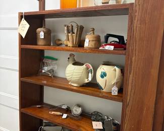 old irons and apothecary jars, misc., butter molds