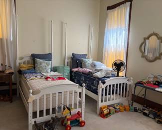 twin poster beds, vintage fisher-price, Tonka and Nylint