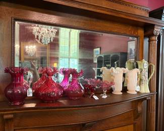 Cranberry glass, victorian glass, chocolate pot