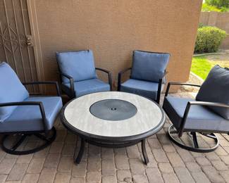 QUALITY SWIVEL PATIO CHAIRS AND FIREPIT