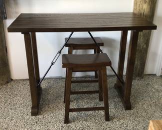 Wooden kitchen table w/ 2 stools 48” - 24” x 36” H