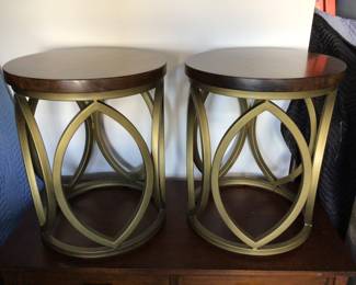 Wood & metal side tables 20” diameter x 25” H