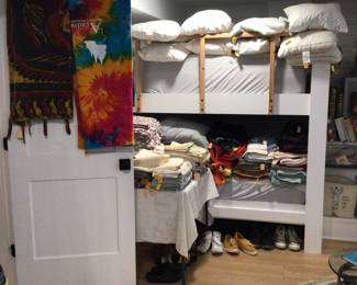 Linens, pillows, tablecloths, towels & shoes