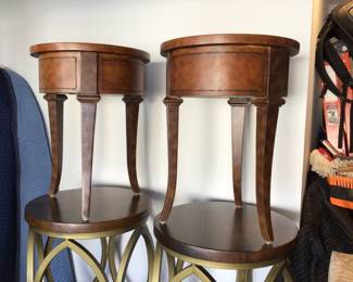 Wooden end tables, 18” diameter x 29” H