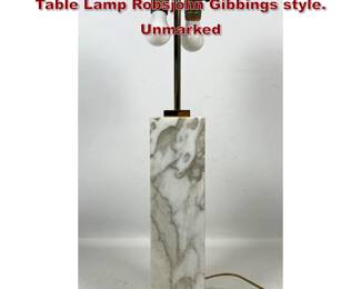 Lot 197 Marble and Brass Square Column Table Lamp Robsjohn Gibbings style. Unmarked