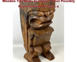 Lot 282 Vintage Hawaiian Style Hand Carved Wooden Tiki Deity Sculpture Stool Possibly Representing Kanaloa o