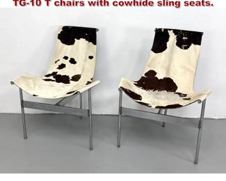 Lot 94 Pair of Katavolos, Littel and Kelley TG10 T chairs with cowhide sling seats. 