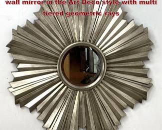 Lot 412 Large scale silver tone sunburst wall mirror in the Art Deco style with multi tiered geometric rays 