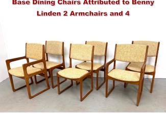 Lot 43 Set 6 Danish Modern Style Teak Sled Base Dining Chairs Attributed to Benny Linden 2 Armchairs and 4 