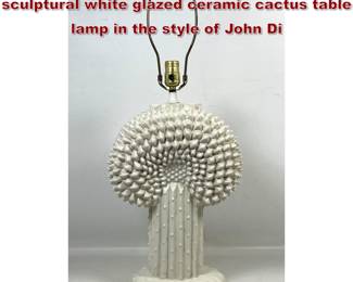 Lot 221 Vintage mid century modern sculptural white glazed ceramic cactus table lamp in the style of John Di
