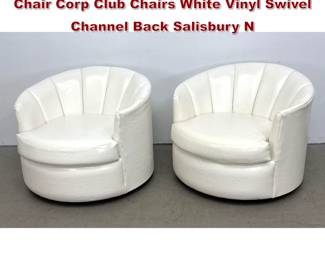 Lot 537 Pair of MidCentury Modern Carter Chair Corp Club Chairs White Vinyl Swivel Channel Back Salisbury N