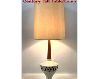 Lot 229 Walnut and Ceramic Pierced Mid Century Tall Table Lamp