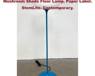 Lot 118 DESIGNLINE Blue Base Glass Mushroom Shade Floor Lamp. Paper Label. StemLite. Contemporary.